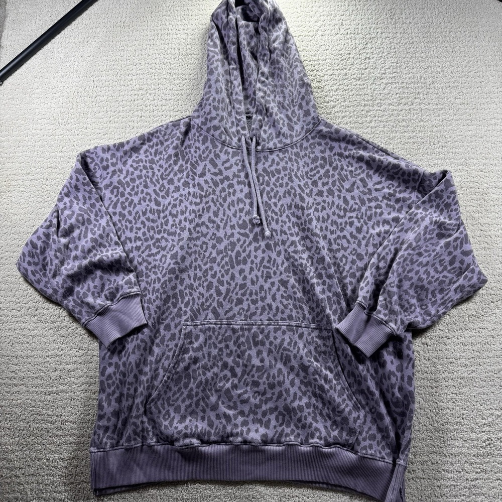 American Eagle Jegging‎ Fit Oversized Purple Leopard Print Hoodie, Medium